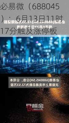 必易微（688045）：6月13日11时17分触及涨停板