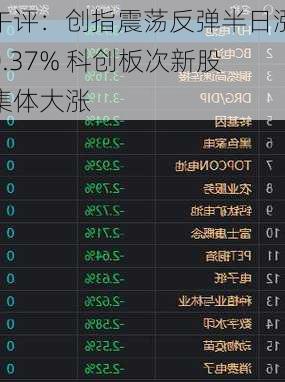 午评：创指震荡反弹半日涨0.37% 科创板次新股集体大涨