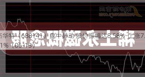 杰华特（688141）盘中异动 股价振幅达8.58%  上涨7.21%（06-13）