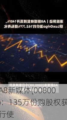 A8新媒体(00800)：135万份购股权获行使