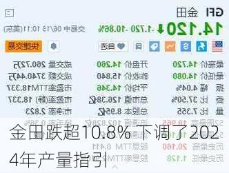 金田跌超10.8% 下调了2024年产量指引