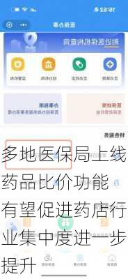 多地医保局上线药品比价功能 有望促进药店行业集中度进一步提升