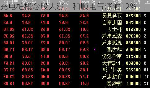 充电桩概念股大涨，和顺电气涨逾12%