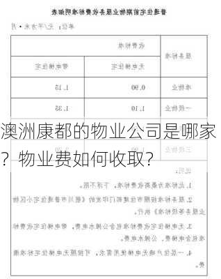 澳洲康都的物业公司是哪家？物业费如何收取？