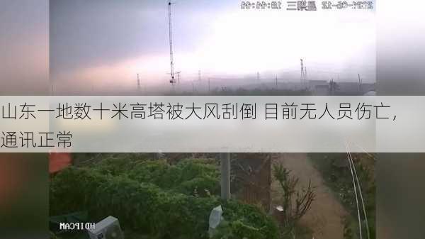 山东一地数十米高塔被大风刮倒 目前无人员伤亡，通讯正常