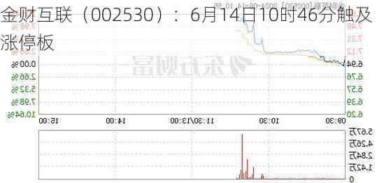 金财互联（002530）：6月14日10时46分触及涨停板