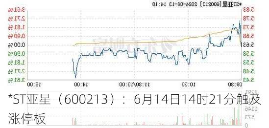*ST亚星（600213）：6月14日14时21分触及涨停板