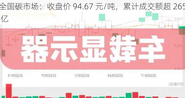 全国碳市场：收盘价 94.67 元/吨，累计成交额超 265 亿