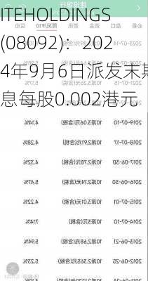 ITEHOLDINGS(08092)：2024年9月6日派发末期股息每股0.002港元