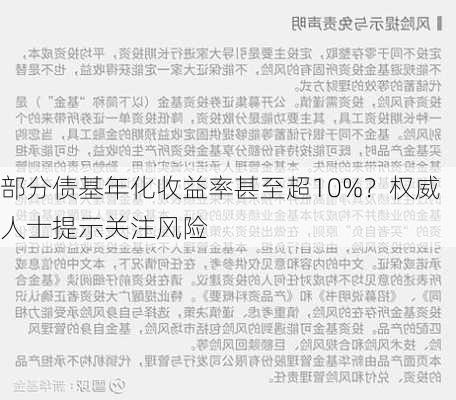 部分债基年化收益率甚至超10%？权威人士提示关注风险