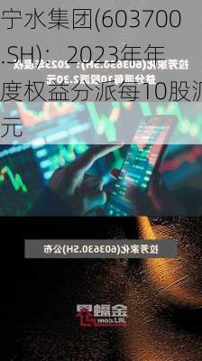 宁水集团(603700.SH)：2023年年度权益分派每10股派3元