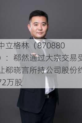 中立格林（870880）：郗然通过大宗交易受让郗晓言所持公司股份约72万股