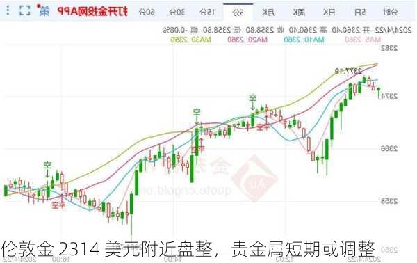 伦敦金 2314 美元附近盘整，贵金属短期或调整