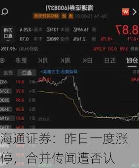 海通证券：昨日一度涨停，合并传闻遭否认