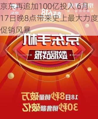 京东再追加100亿投入 6月17日晚8点带来史上最大力度促销风暴