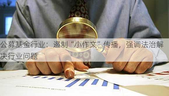 公募基金行业：遏制“小作文”传播，强调法治解决行业问题