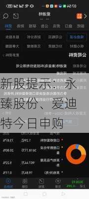 新股提示：永臻股份、爱迪特今日申购