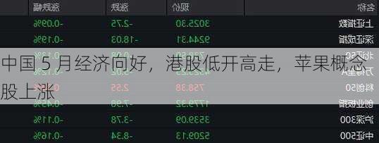 中国 5 月经济向好，港股低开高走，苹果概念股上涨