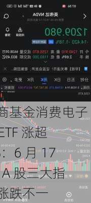 招商基金消费电子 50ETF 涨超 3%：6 月 17 日 A 股三大指数涨跌不一