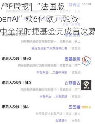 VC/PE周报 | “法国版OpenAI”获6亿欧元融资，中金保时捷基金完成首次募集