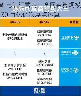 基础电信运营商：全网智算规模超 30 百亿亿次浮点运算