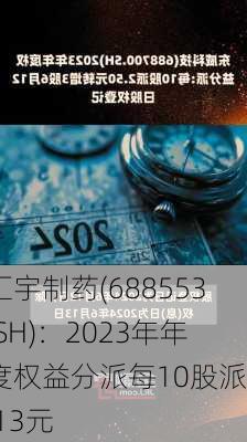 汇宇制药(688553.SH)：2023年年度权益分派每10股派2.13元