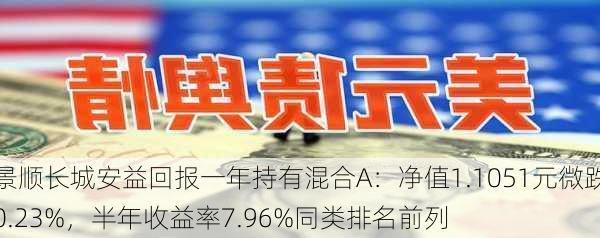 景顺长城安益回报一年持有混合A：净值1.1051元微跌0.23%，半年收益率7.96%同类排名前列