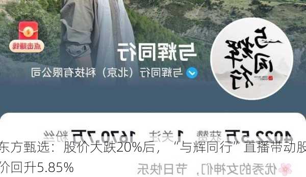 东方甄选：股价大跌20%后，“与辉同行”直播带动股价回升5.85%