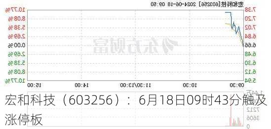 宏和科技（603256）：6月18日09时43分触及涨停板