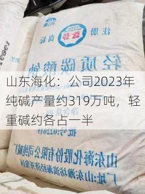 山东海化：公司2023年纯碱产量约319万吨，轻重碱约各占一半