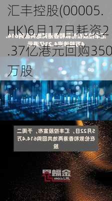 汇丰控股(00005.HK)6月17日耗资2.37亿港元回购350万股