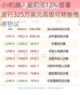 小i机器人盘前涨12% 签署发行325万美元高级可转换债券协议