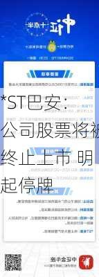 *ST巴安：公司股票将被终止上市 明起停牌