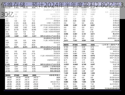 佰维存储：预计2024年半年度盈利2.80亿至3.30亿