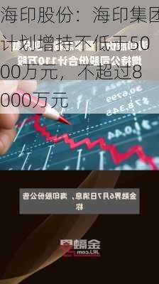 海印股份：海印集团计划增持不低于5000万元，不超过8000万元