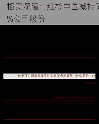 格灵深瞳：红杉中国减持5%公司股份