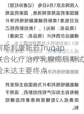 阿斯利康新药Truqap联合化疗治疗乳腺癌后期试验未达主要终点