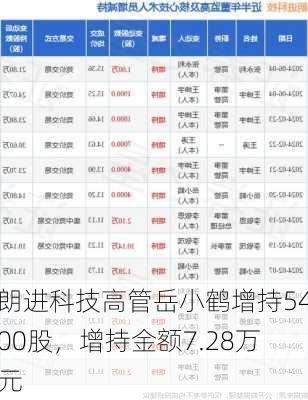 朗进科技高管岳小鹤增持5400股，增持金额7.28万元