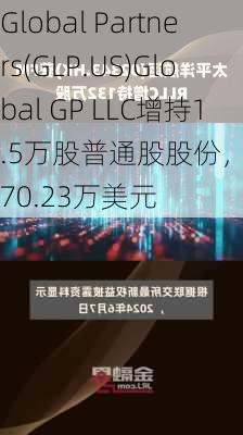 Global Partners(GLP.US)Global GP LLC增持1.5万股普通股股份，价值约70.23万美元