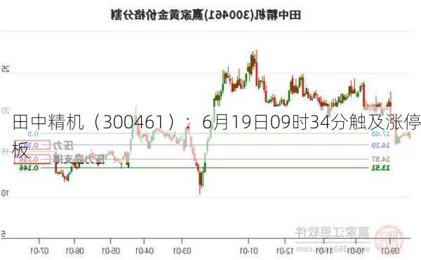 田中精机（300461）：6月19日09时34分触及涨停板