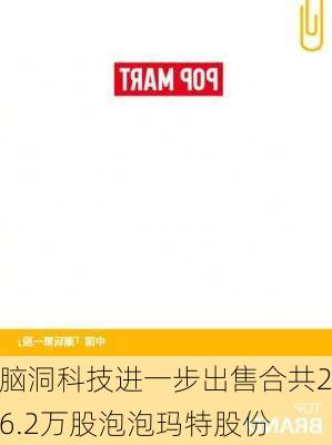 脑洞科技进一步出售合共26.2万股泡泡玛特股份