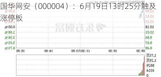 国华网安（000004）：6月19日13时25分触及涨停板