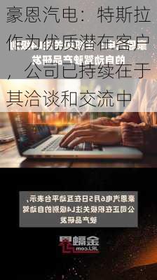 豪恩汽电：特斯拉作为优质潜在客户，公司已持续在于其洽谈和交流中