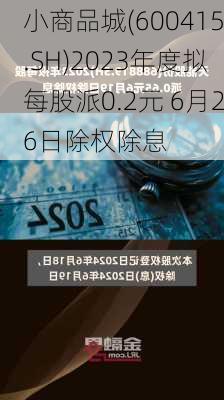 小商品城(600415.SH)2023年度拟每股派0.2元 6月26日除权除息