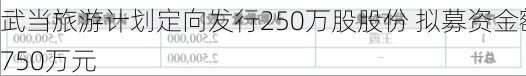 武当旅游计划定向发行250万股股份 拟募资金额750万元