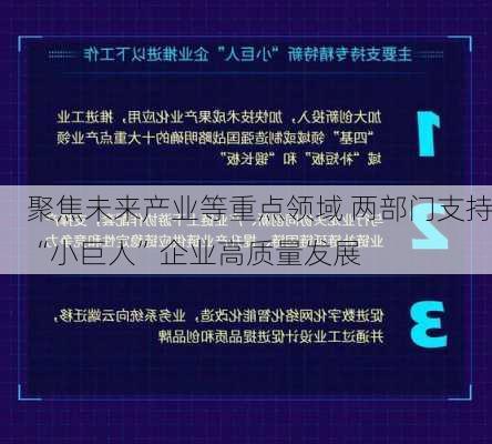 聚焦未来产业等重点领域 两部门支持“小巨人”企业高质量发展