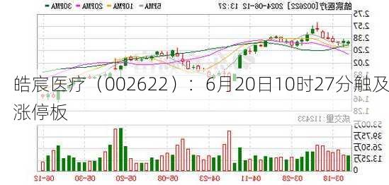 皓宸医疗（002622）：6月20日10时27分触及涨停板