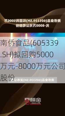 南侨食品(605339.SH)拟回购5000万元-8000万元公司股份