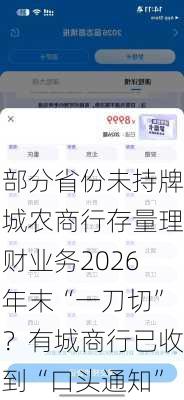 部分省份未持牌城农商行存量理财业务2026年末“一刀切”？有城商行已收到“口头通知”