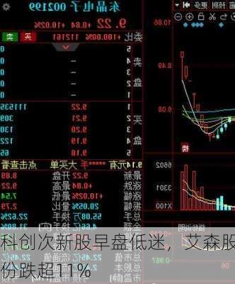 科创次新股早盘低迷，艾森股份跌超11%